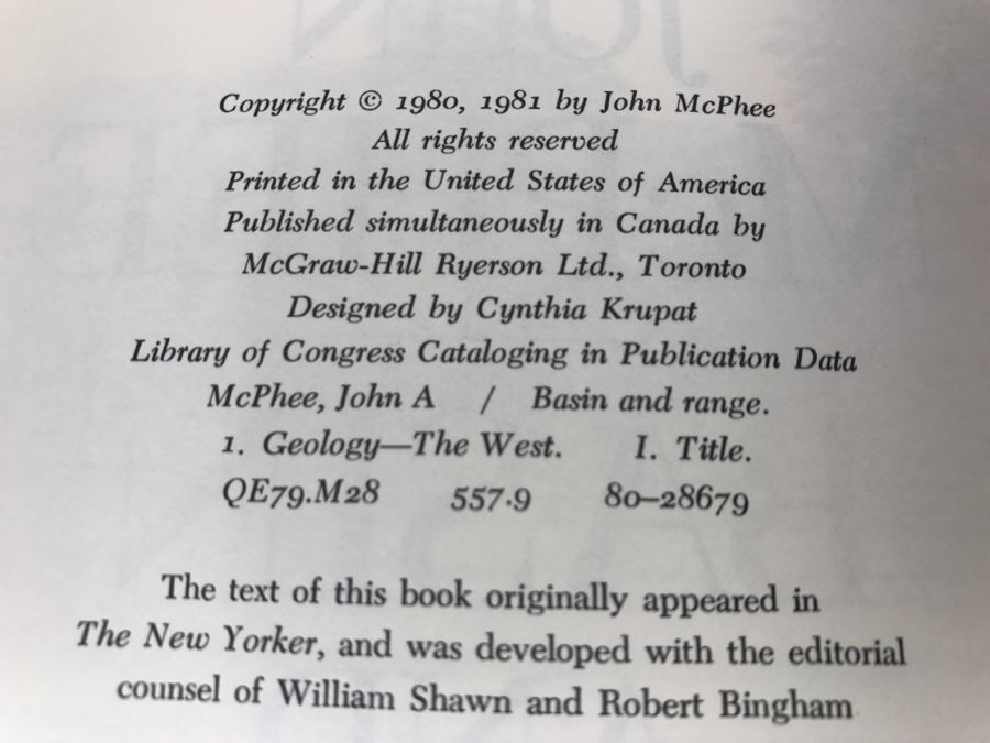 Hardcover Book 'Basin And Range' By John McPhee First Edition Hand Signed By Kenneth S. Deffeyes [Photo 8]