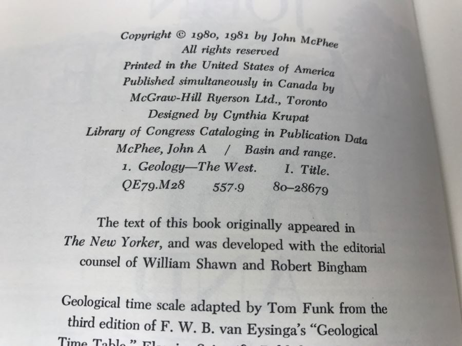 Personalized Postcard From John McPhee To Ken Deffeyes And Hand Signed And Personalized Hardcoverd Book 'Basin And Range' By John McPhee - SEE DETAILS [Photo 18]