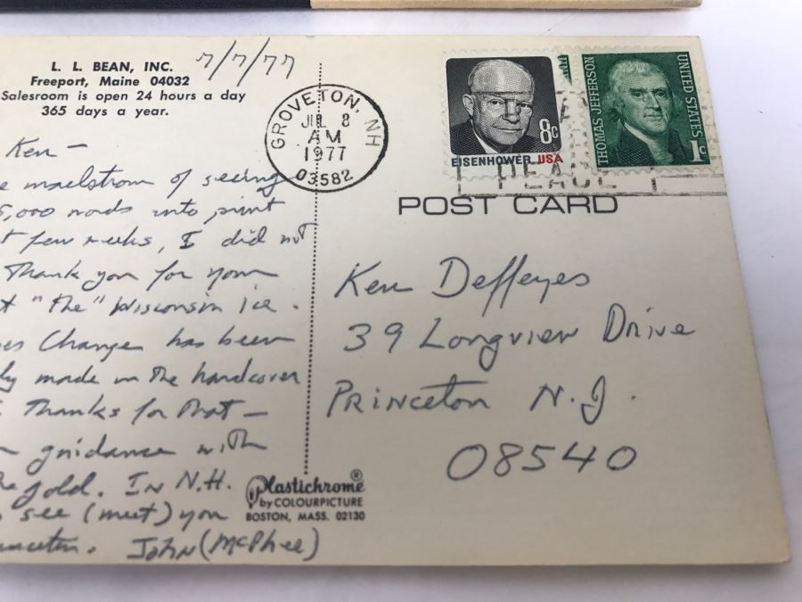 Personalized Postcard From John McPhee To Ken Deffeyes And Hand Signed And Personalized Hardcoverd Book 'Basin And Range' By John McPhee - SEE DETAILS [Photo 5]