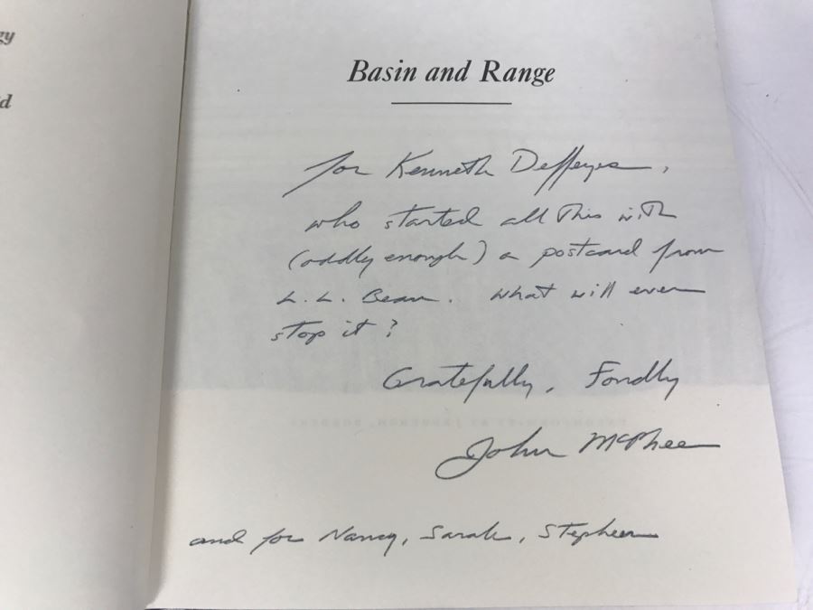 Personalized Postcard From John McPhee To Ken Deffeyes And Hand Signed And Personalized Hardcoverd Book 'Basin And Range' By John McPhee - SEE DETAILS [Photo 11]