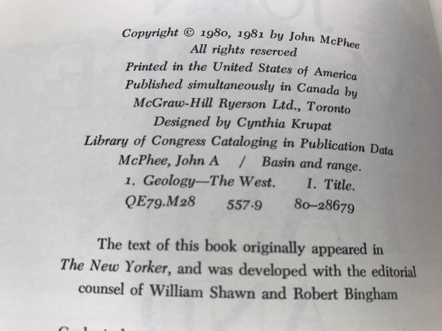 Personalized Postcard From John McPhee To Ken Deffeyes And Hand Signed And Personalized Hardcoverd Book 'Basin And Range' By John McPhee - SEE DETAILS [Photo 17]