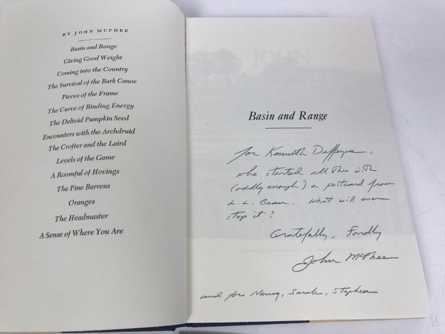 Personalized Postcard From John McPhee To Ken Deffeyes And Hand Signed And Personalized Hardcoverd Book 'Basin And Range' By John McPhee - SEE DETAILS [Photo 10]