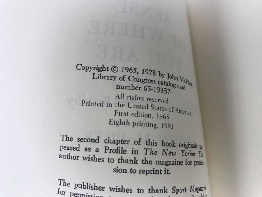 Paperback Book 'A Sense Of Where You Are' A Profile Of Bill Bradley At Princeton By John McPhee Eighth Printing 1991 [Photo 6]
