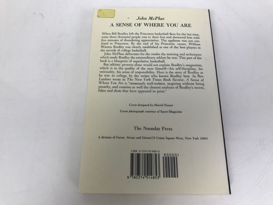 Paperback Book 'A Sense Of Where You Are' A Profile Of Bill Bradley At Princeton By John McPhee Eighth Printing 1991 [Photo 3]
