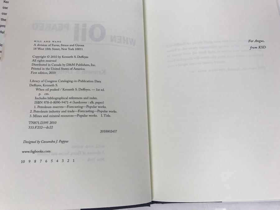 Hardcover Book 'When Oil Peaked' By Kenneth S. Deffeyes First Edition 2010 [Photo 4]
