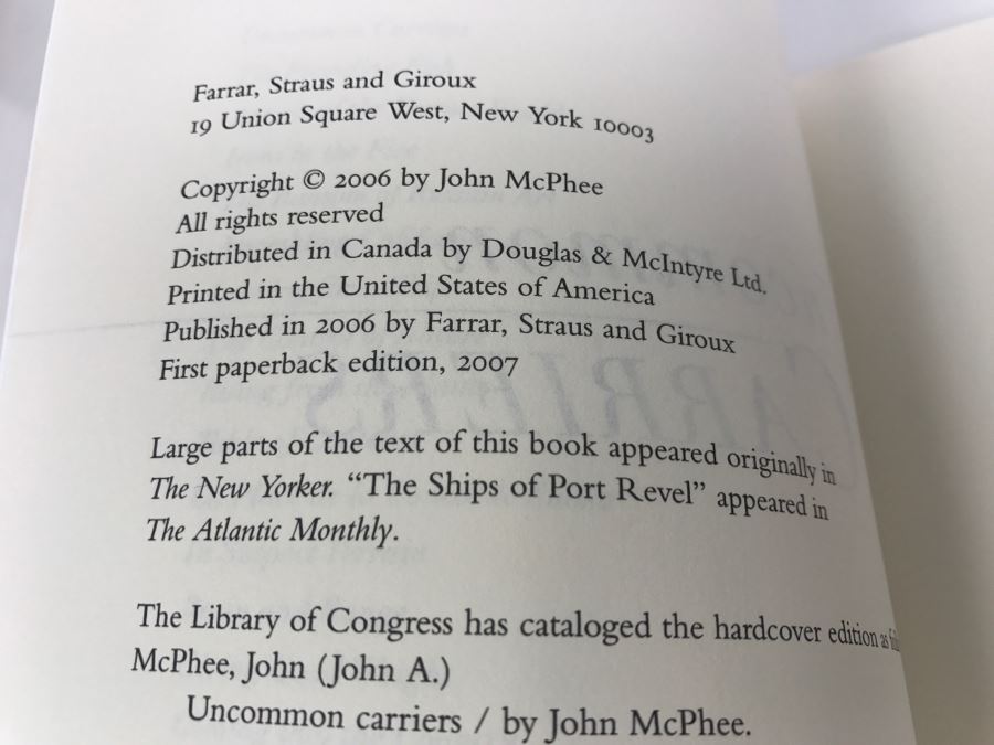 First Paperback Edition Book 'Uncommon Carriers' John McPhee 2007 [Photo 6]