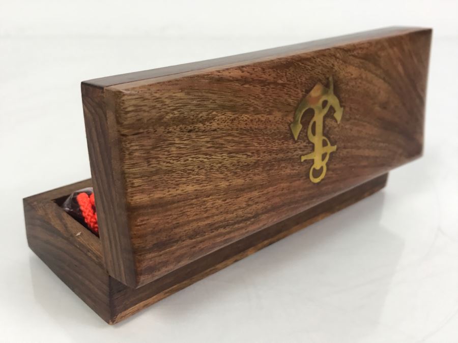 Wooden Trinket Box With Inlayed Brass Ships Anchor [Photo 6]