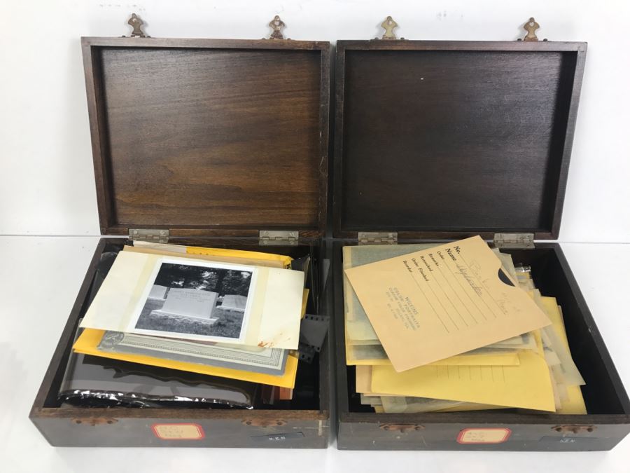 (2) Vintage Wooden Boxes Filled With Negatives And Photographs From Kenneth S. Deffeyes Princeton PhD Geologist [Photo 1]