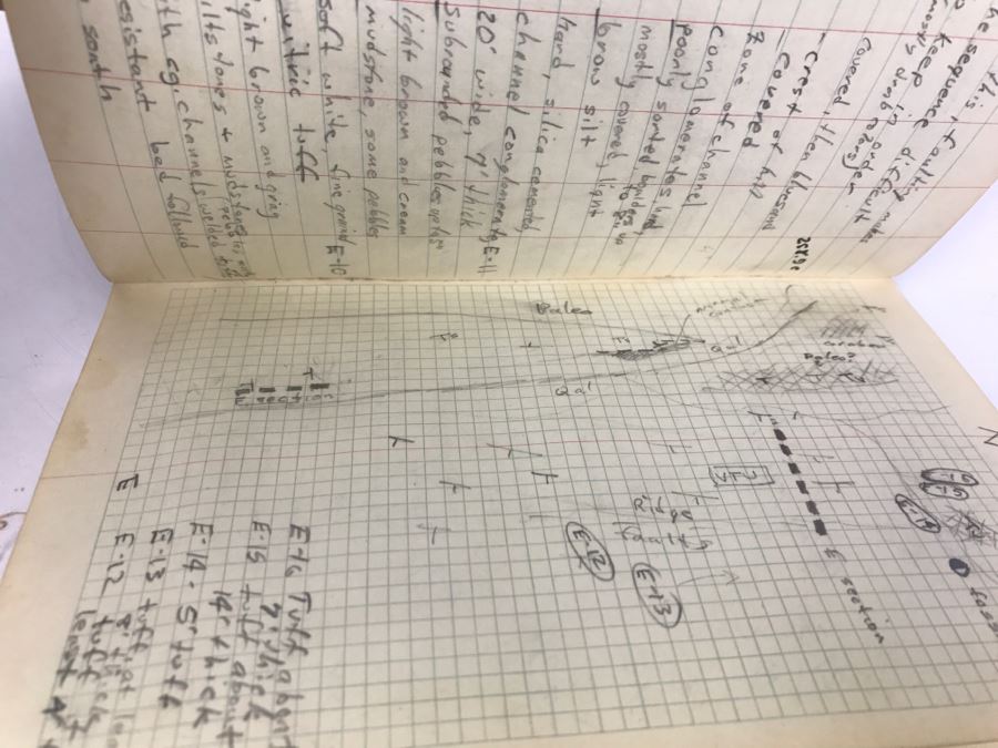 Kenneth S. Deffeyes Personal Princeton University Geology Department Handwritten Notebook Notes Geology Sketches Descriptions Of Drilling Findings [Photo 14]