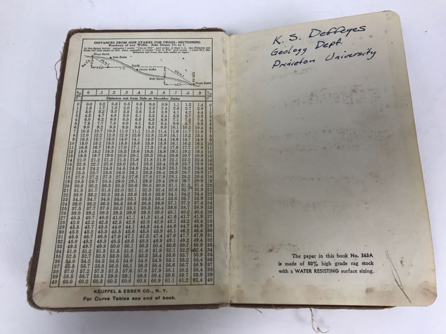 Kenneth S. Deffeyes Personal Princeton University Geology Department Handwritten Notebook Notes Geology Sketches Descriptions Of Drilling Findings [Photo 1]