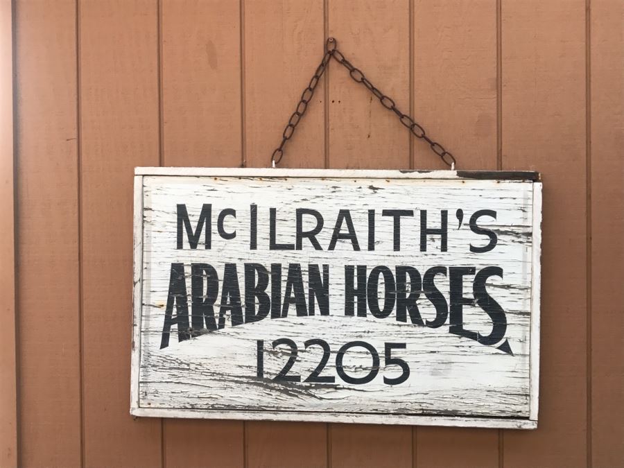Old Hand Painted Wooden Sign 'McIlraith's Arabian Horses 12205' [Photo 2]
