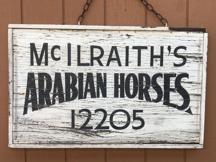Old Hand Painted Wooden Sign 'McIlraith's Arabian Horses 12205' [Photo 7]