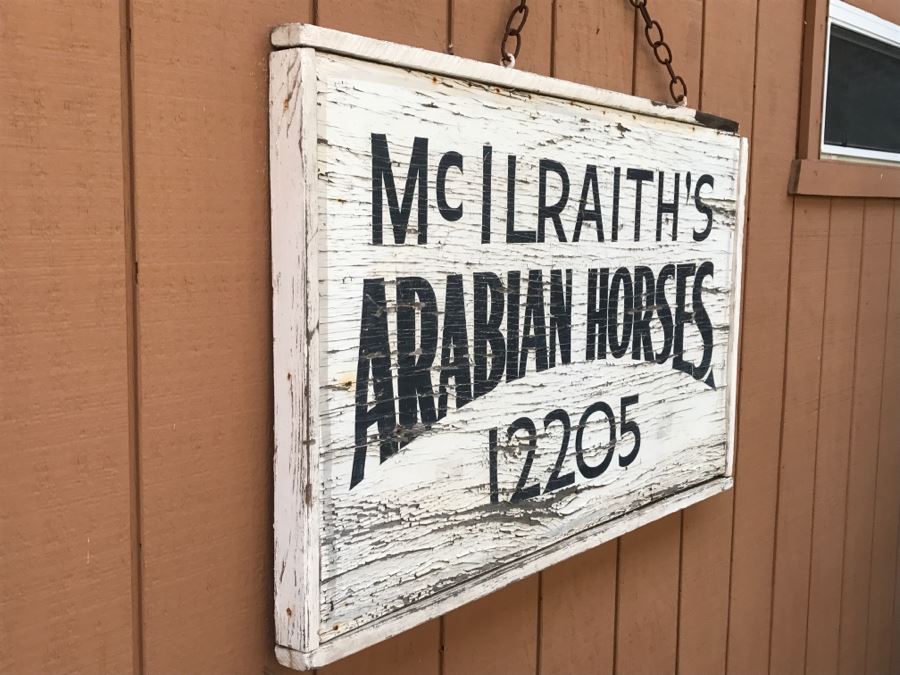 Old Hand Painted Wooden Sign 'McIlraith's Arabian Horses 12205' [Photo 6]