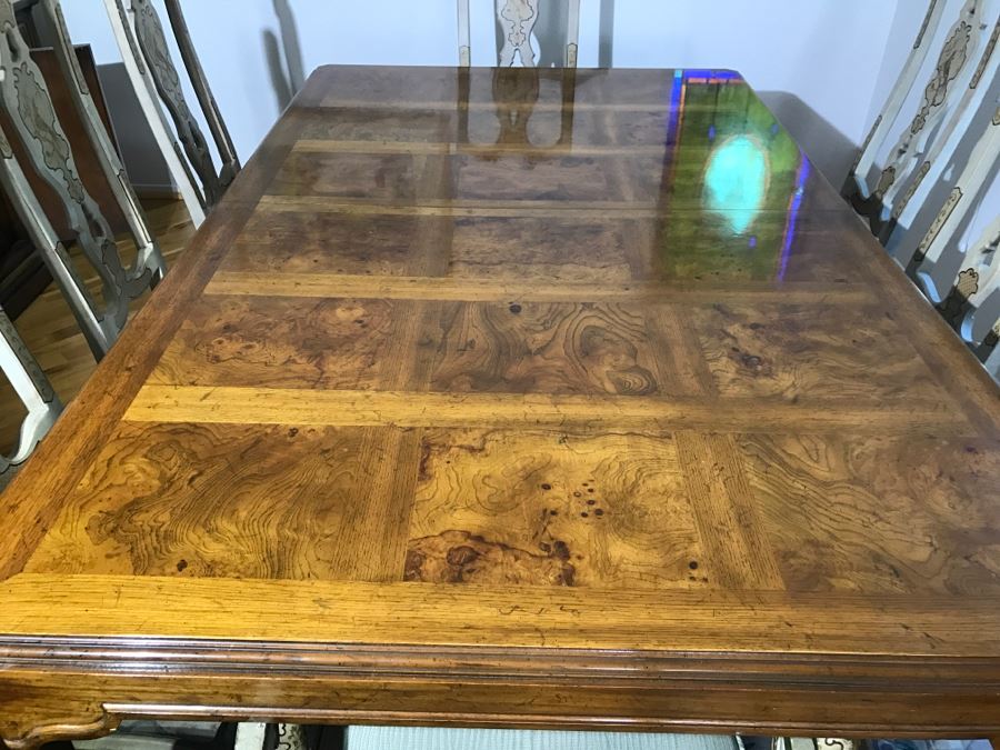 Drexel Herritage Chinoiserie Formal Dining Table 'Sketchbook' With 8 Dining Chairs And One Large Leaf [Photo 6]