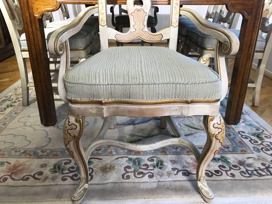 Drexel Herritage Chinoiserie Formal Dining Table 'Sketchbook' With 8 Dining Chairs And One Large Leaf [Photo 15]