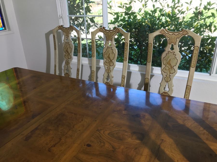 Drexel Herritage Chinoiserie Formal Dining Table 'Sketchbook' With 8 Dining Chairs And One Large Leaf [Photo 17]