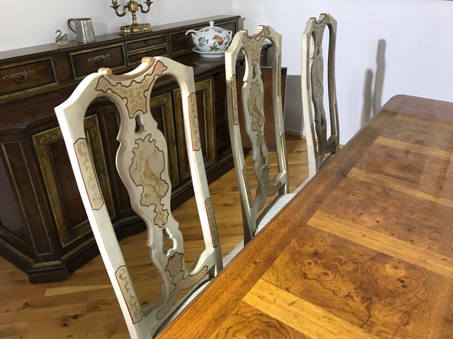 Drexel Herritage Chinoiserie Formal Dining Table 'Sketchbook' With 8 Dining Chairs And One Large Leaf [Photo 16]