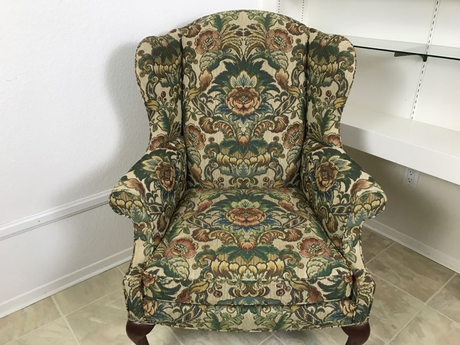 Wingback Upholstered Armchair Accent Chair With Claw Feet By SHERRILL [Photo 3]