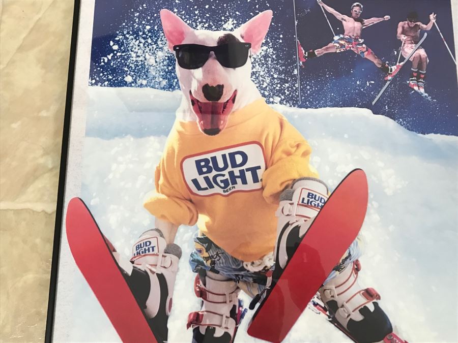 Vintage Framed Bud Light Advertising Poster Spuds Mackenzie 'Hot Doggin'' Ski Poster The Original Party Animal [Photo 5]