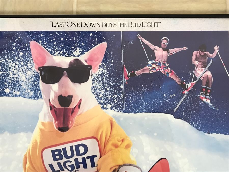 Vintage Framed Bud Light Advertising Poster Spuds Mackenzie 'Hot Doggin'' Ski Poster The Original Party Animal [Photo 4]