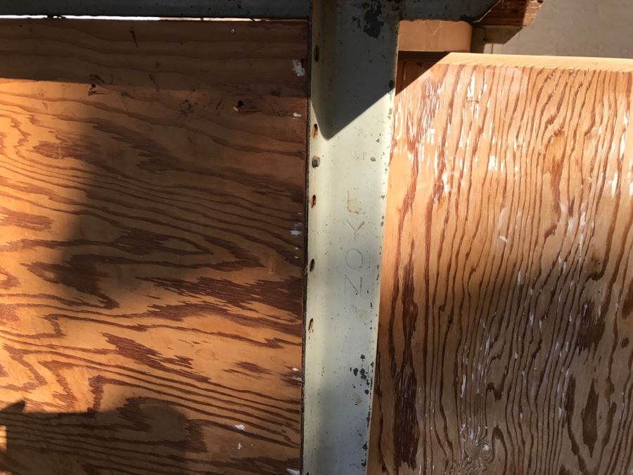 Vintage LYON Industrial Workbench With Cast Iron LYON Legs And Large Vintage CRAFTSMAN 5161 Machinist Swivel Bench Vise Also Would Make Great Kitchen Island [Photo 13]