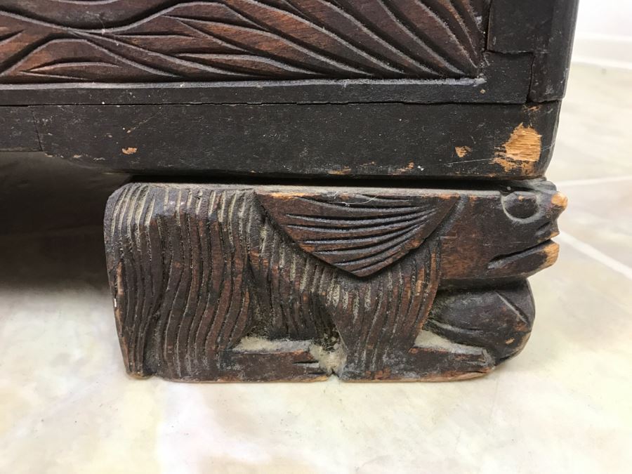 STUNNING Detailed Wooden Asian Chest With High Relief Carving On All 5 Sides Of Chest Cedar Lined See All Photos [Photo 29]