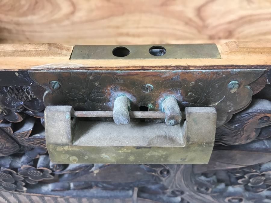 STUNNING Detailed Wooden Asian Chest With High Relief Carving On All 5 Sides Of Chest Cedar Lined See All Photos [Photo 36]