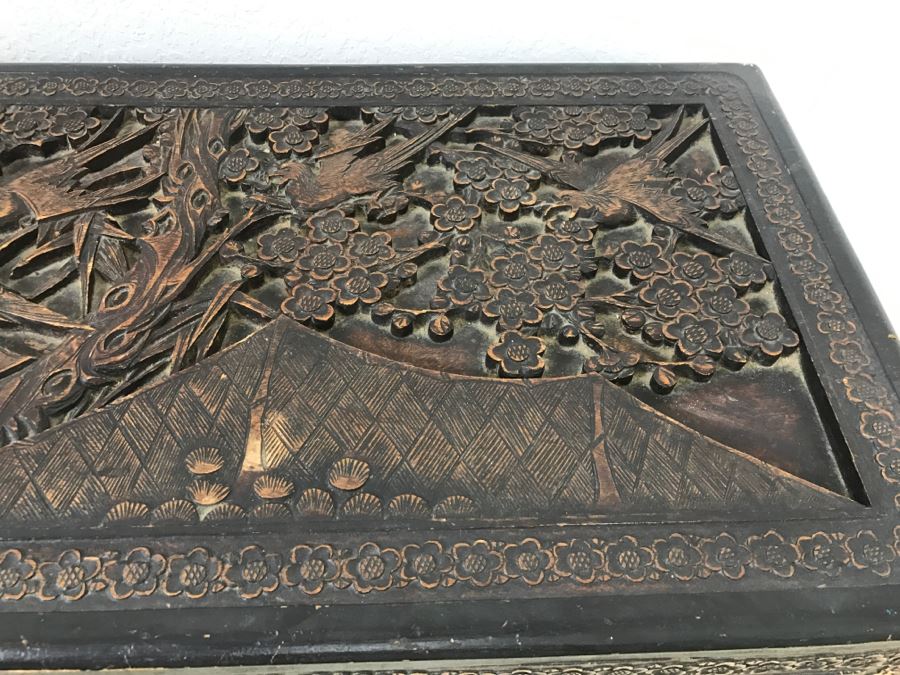 STUNNING Detailed Wooden Asian Chest With High Relief Carving On All 5 ...