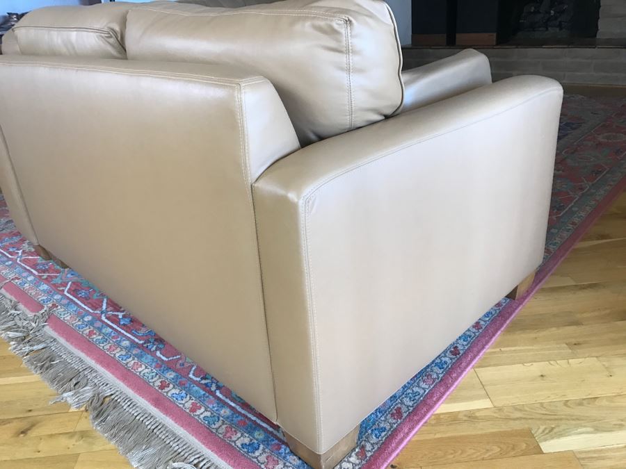 Elegant Light Tan Soft Leather 3-Piece Sectional Sofa Couch [Photo 9]