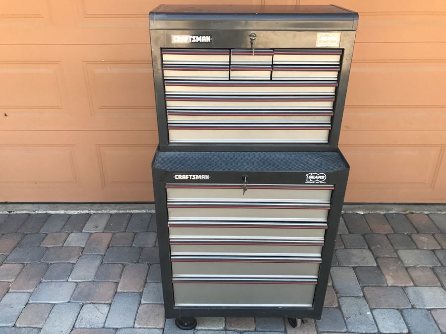 CRAFTSMAN Rolling Metal Tool Cabinet Box Loaded With Tools Including ...