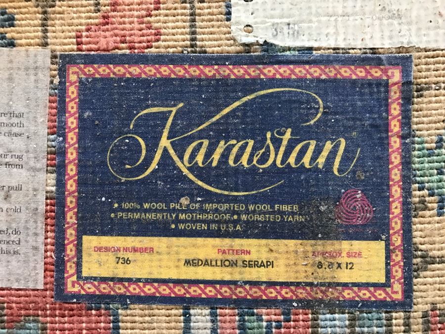 Stunning Karastan 100% Wool Pile Rug Medallion Serapi 8.8' X 12' Area Rug [Photo 11]