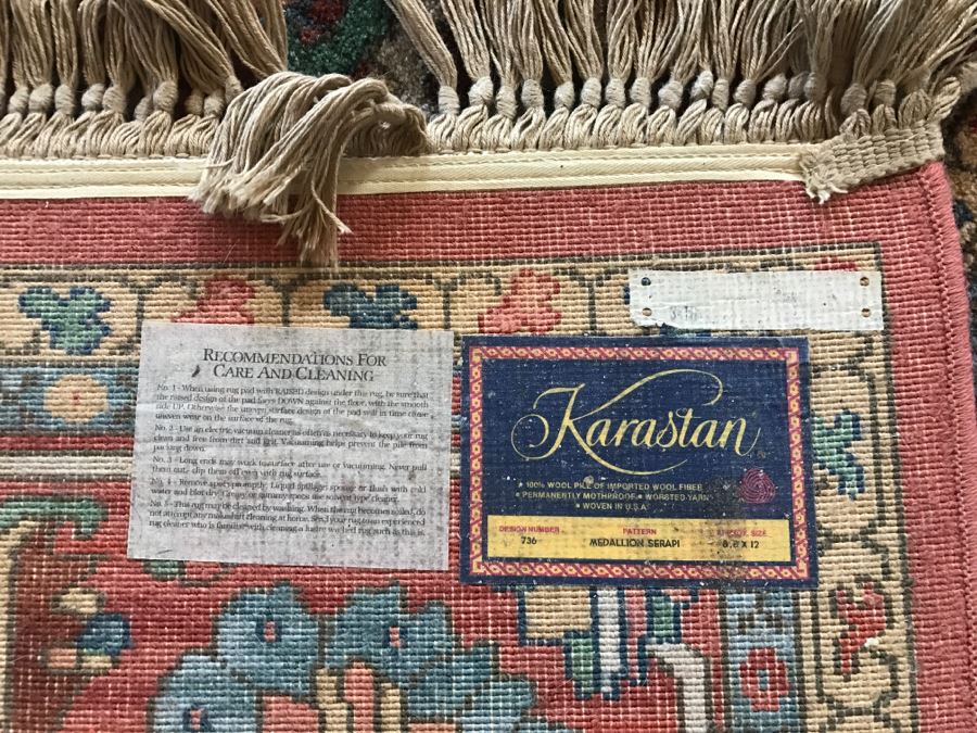 Stunning Karastan 100% Wool Pile Rug Medallion Serapi 8.8' X 12' Area Rug [Photo 2]