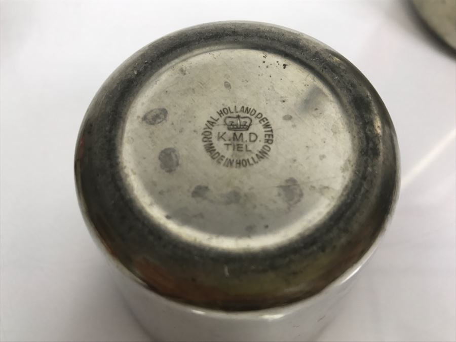 Modernist Mid-Century Pewter Coffee Pot With Lidded Cup Royal Holland Pewter K.M.D. Tiel Made In Holland [Photo 17]