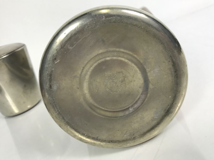 Modernist Mid-Century Pewter Coffee Pot With Lidded Cup Royal Holland Pewter K.M.D. Tiel Made In Holland [Photo 13]