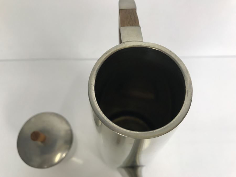 Modernist Mid-Century Pewter Coffee Pot With Lidded Cup Royal Holland Pewter K.M.D. Tiel Made In Holland [Photo 11]