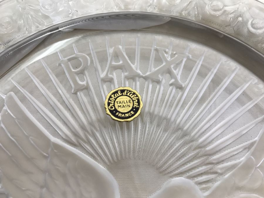 Limited Edition Peace Crystal Plate PAX By Gilbert Poillerat Executed By Cristal D'Albret France 1813 Of 3700 [Photo 9]