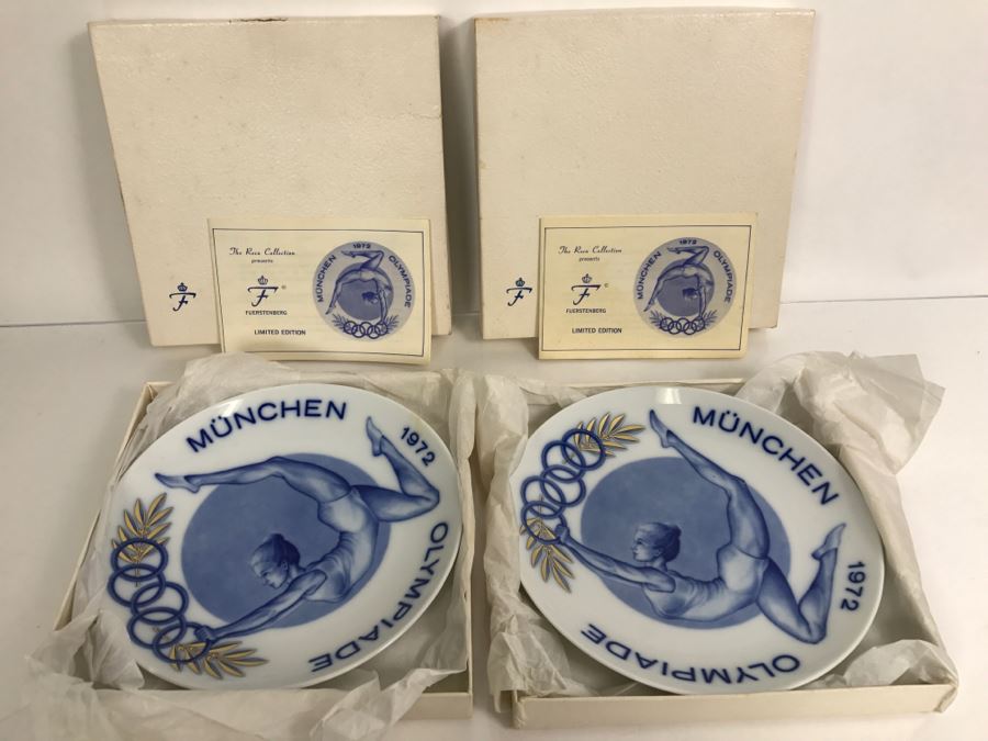 Pair Of Vintage 1972 Munchen Olympiade Limited Edition Plates Fuerstenberg The Reco Collection [Photo 1]