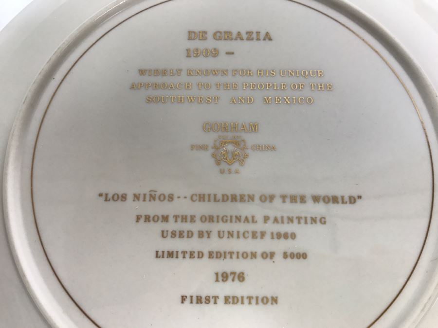 Vintage 1976 De Grazia Limited Edition Plate Gorham 'Los Ninos - Children Of The World' [Photo 8]