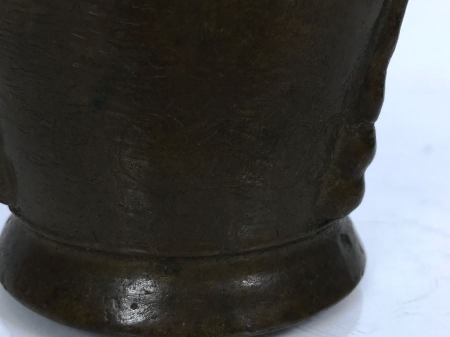 Antique Spanish Bronze Mortar And Pestle Etched 'COBOS' Weighs 1,454g Without Pestle And 1,859g With Pestle [Photo 17]