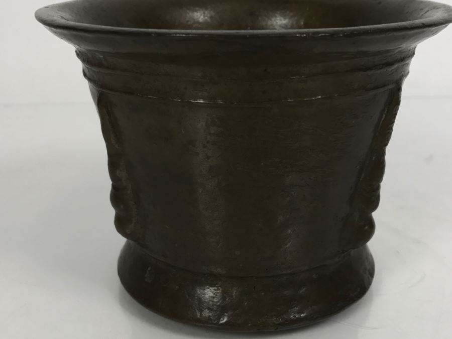 Antique Spanish Bronze Mortar And Pestle Etched 'COBOS' Weighs 1,454g Without Pestle And 1,859g With Pestle [Photo 19]