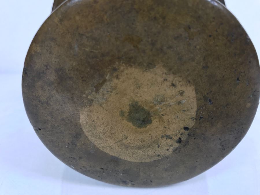 Antique Spanish Bronze Mortar And Pestle Etched 'COBOS' Weighs 1,454g Without Pestle And 1,859g With Pestle [Photo 22]