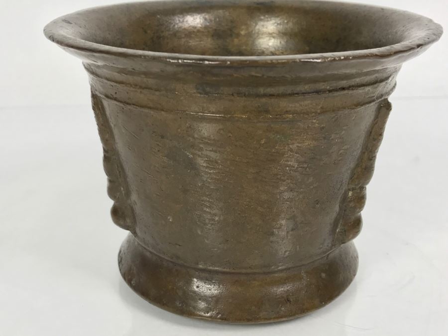 Antique Spanish Bronze Mortar And Pestle Etched 'COBOS' Weighs 1,454g Without Pestle And 1,859g With Pestle [Photo 18]