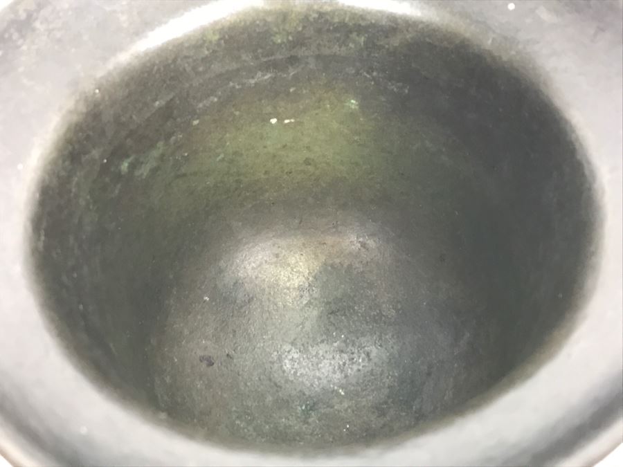 Antique Spanish Bronze Mortar With Twisted Handle And Crest With Eagle Weighs 2,890g [Photo 14]