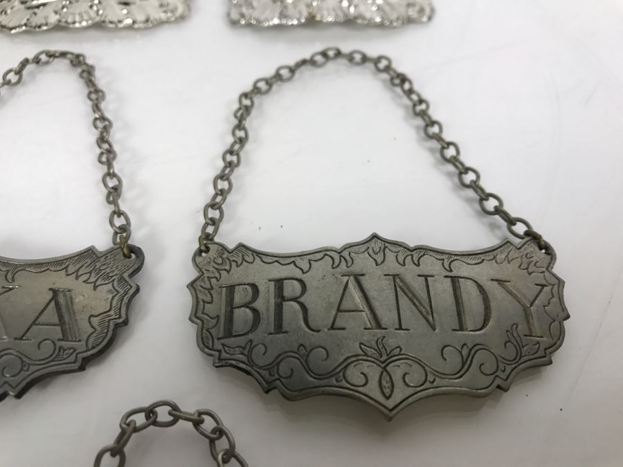 Engraved Liquor Decanter Tags Labels (8) Liquor Decanter Liquour Tags (5) Stieff Pewter Bourbon Vodka Brandy Sherry Gin [Photo 7]