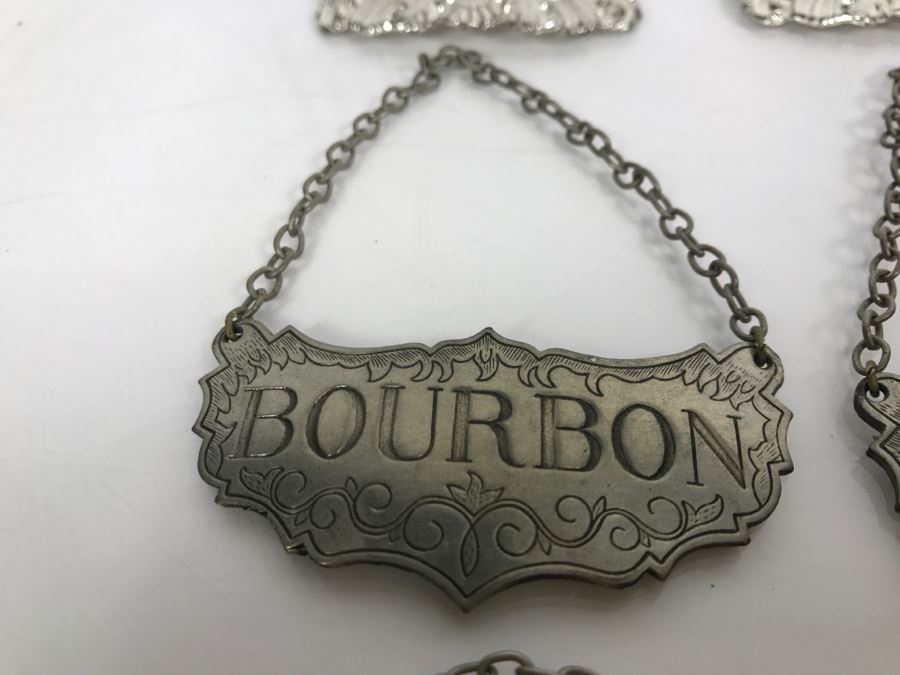 Engraved Liquor Decanter Tags Labels (8) Liquor Decanter Liquour Tags (5) Stieff Pewter Bourbon Vodka Brandy Sherry Gin [Photo 5]