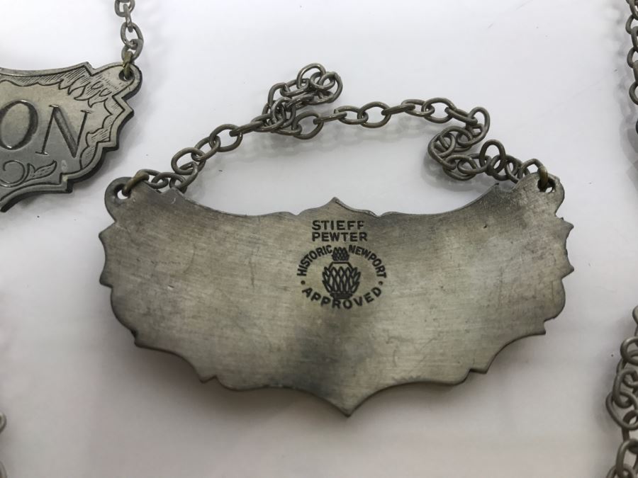 Engraved Liquor Decanter Tags Labels (8) Liquor Decanter Liquour Tags (5) Stieff Pewter Bourbon Vodka Brandy Sherry Gin [Photo 9]