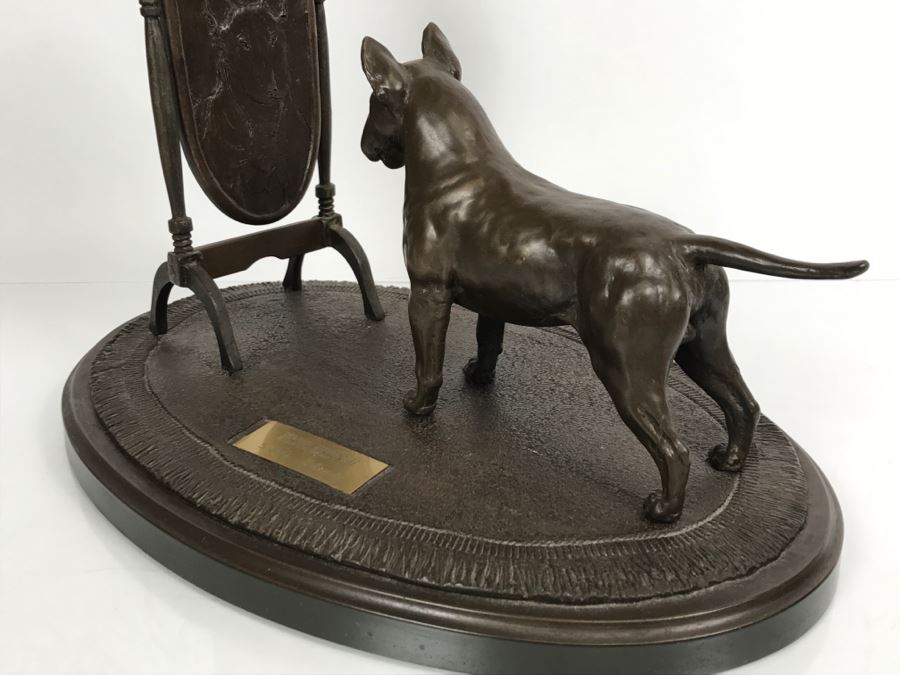 Limited Edition Bronze Of Bull Terrior Dog Staring At Refection In Mirror Titled 'Mirror, Mirror II' By Tony Acevedo 5 Of 350 [Photo 10]