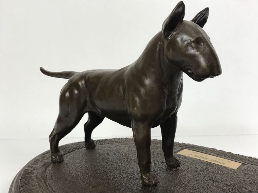 Limited Edition Bronze Of Bull Terrior Dog Staring At Refection In Mirror Titled 'Mirror, Mirror II' By Tony Acevedo 5 Of 350 [Photo 19]