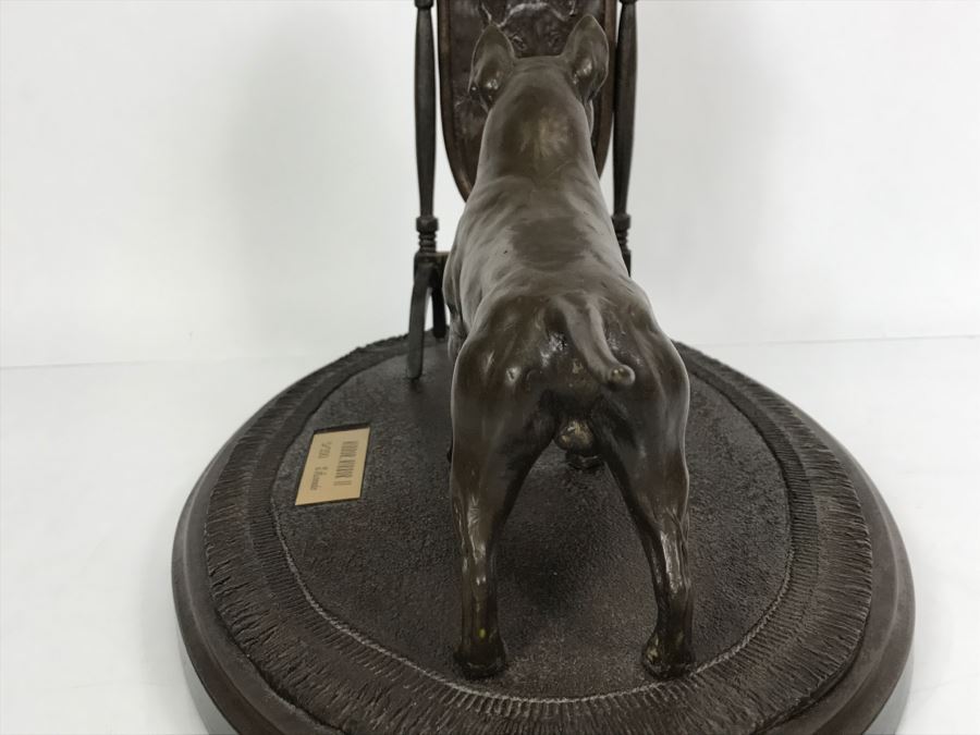 Limited Edition Bronze Of Bull Terrior Dog Staring At Refection In Mirror Titled 'Mirror, Mirror II' By Tony Acevedo 5 Of 350 [Photo 12]