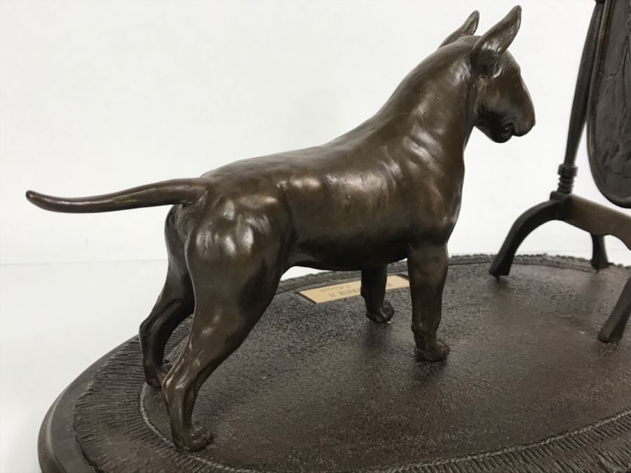 Limited Edition Bronze Of Bull Terrior Dog Staring At Refection In Mirror Titled 'Mirror, Mirror II' By Tony Acevedo 5 Of 350 [Photo 15]